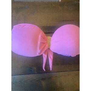 Dunnas Womens pink bandeau bikini strapless top size medium Francesca Magnani
